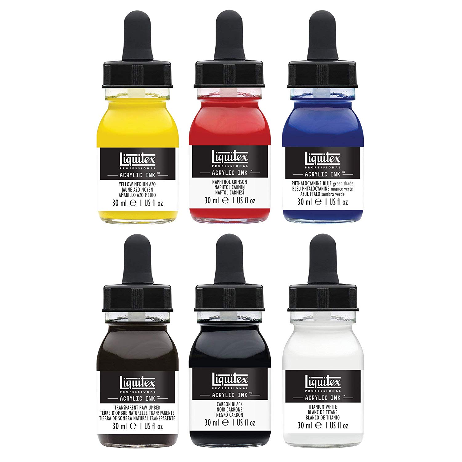 Liquitex Professional Acrylic Ink, Set of 6 x 30 ml Essential Colours, Multicolor - Image 2