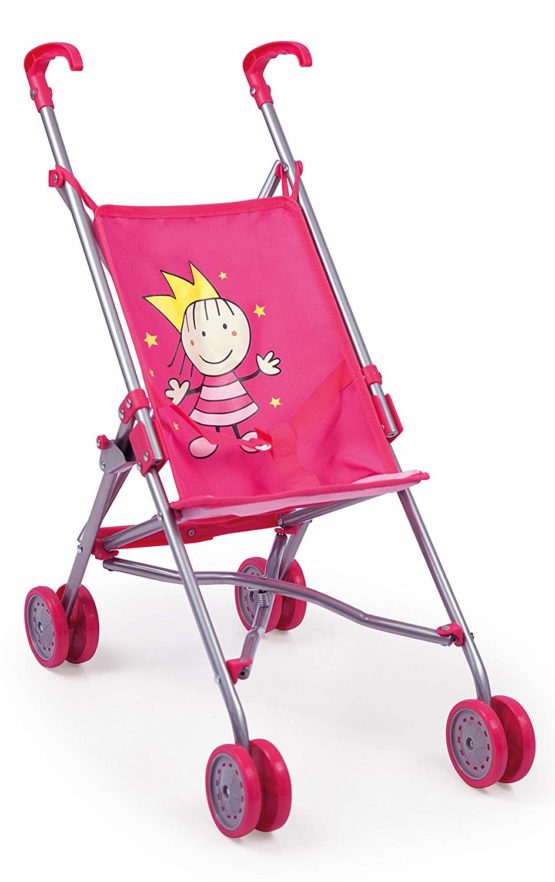 Bayer Design 30182AA Dolls Buggy, Umbrella Stroller, Pram for Toddler, Foldable, Double Wheels, Stable, Pink, 1 Count (Pack of 1)