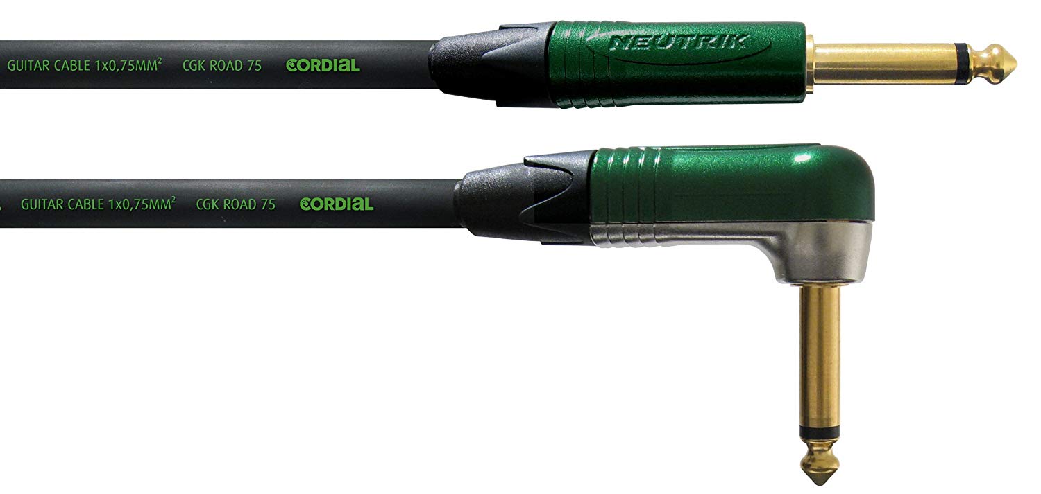 Cordial Encore 3m Straight to Angled Instrument and Guitar Cable, black, CRI 3 PR