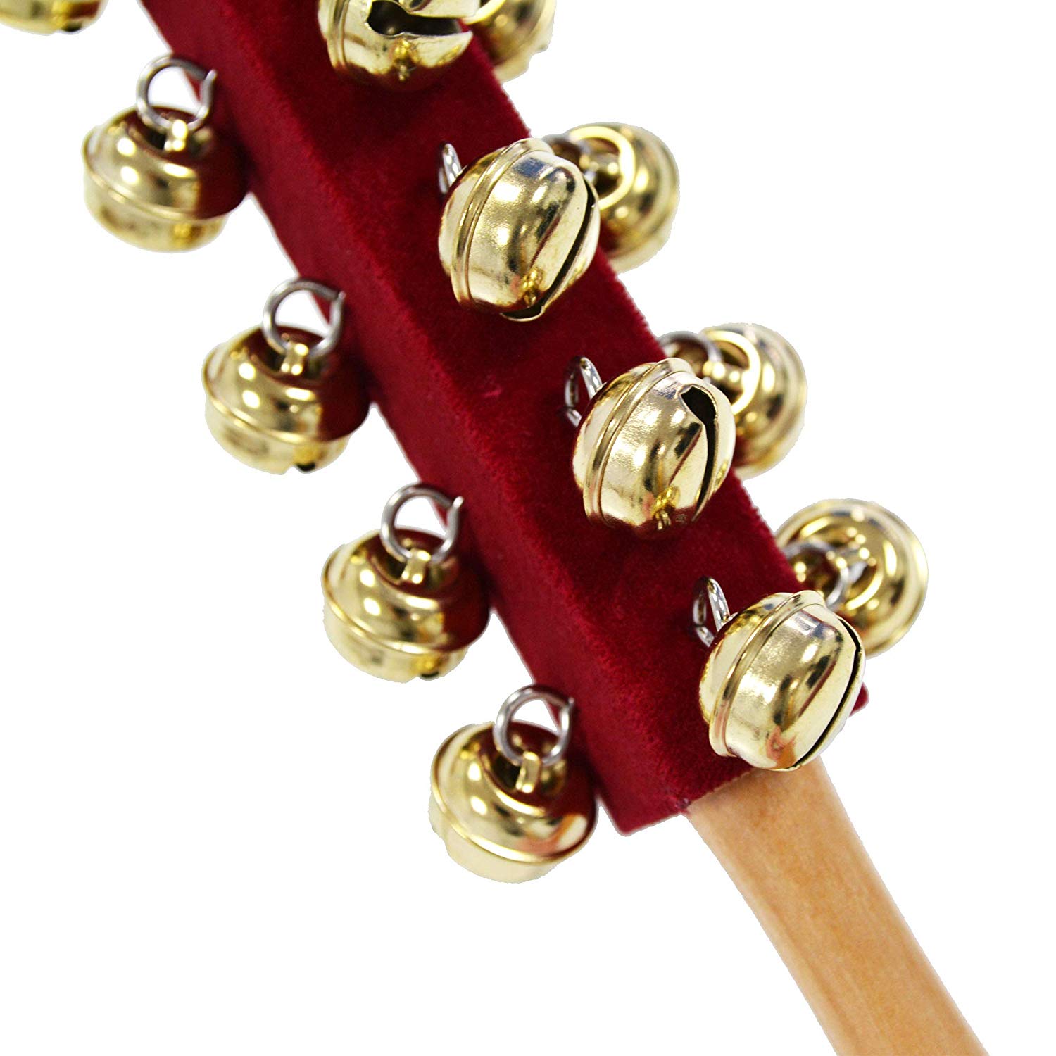 A-Star 21 Bell Jingle Shaking Sleigh Bell Stick Wood Handled - 26cm Length, Brown - Image 3