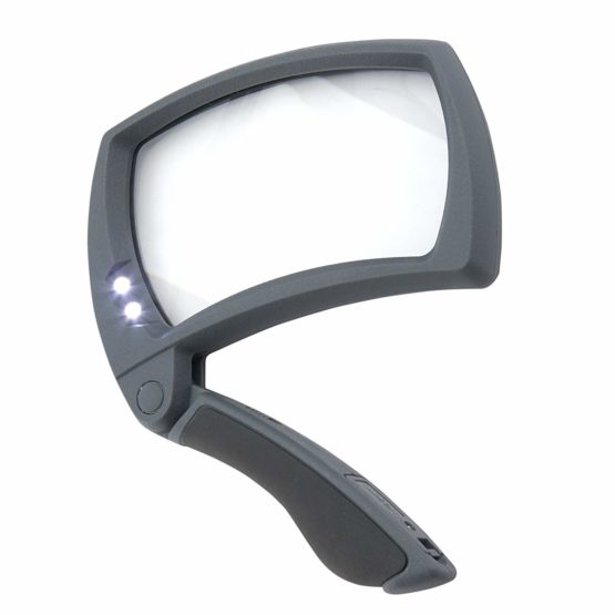 Carson MJ-50 MagniFold LED Lighted Handheld 2x Magnifier with Folding Handle , Grey - Image 3