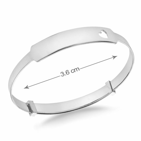 Tuscany Silver Sterling Silver Heart ID Extendable Baby Bangle - Image 4