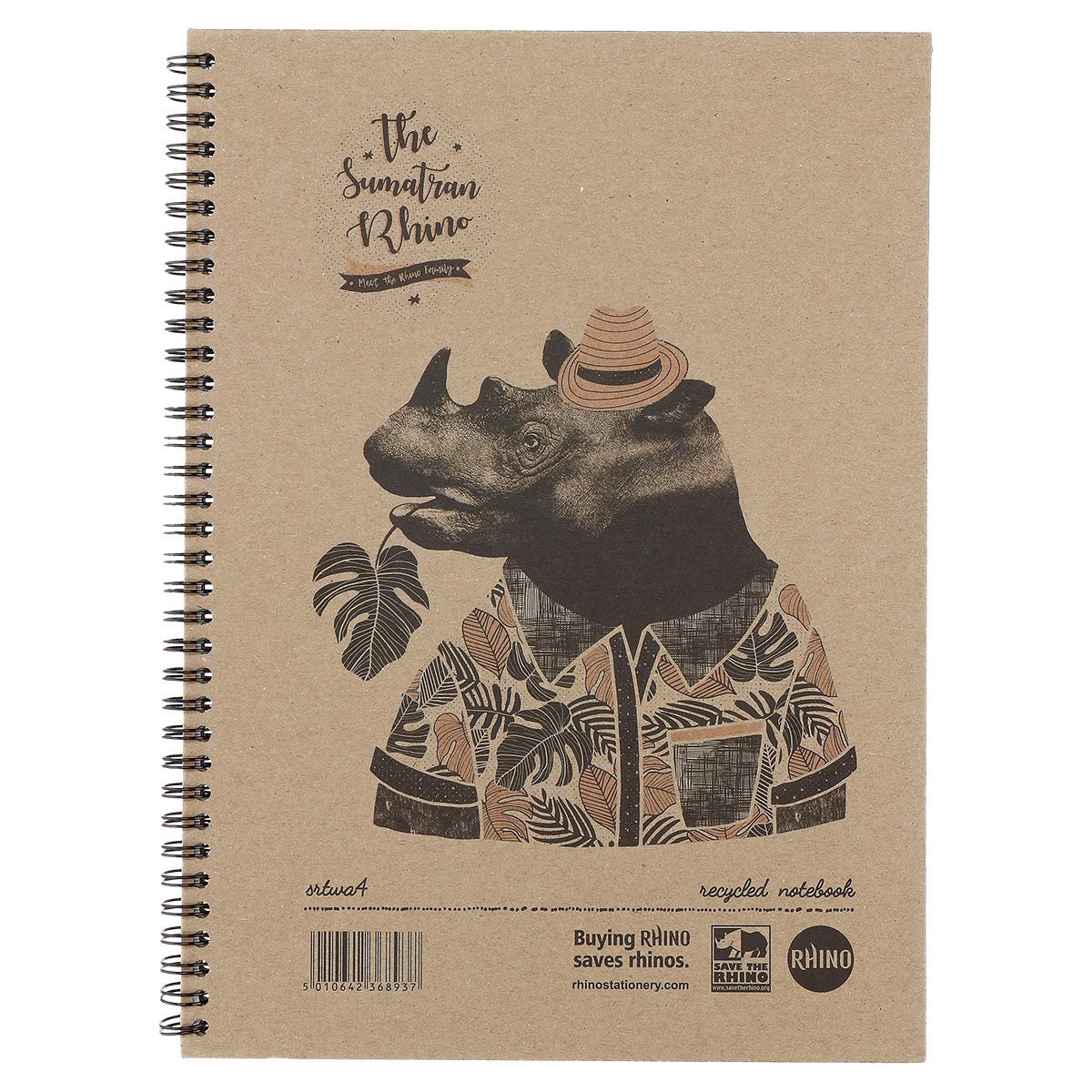 Rhino A4 Recycled Notebook, 160-Page / 8mm Lined Writing Book, 1-Pack, Hardback & Wirebound Spiral Pad - Image 2