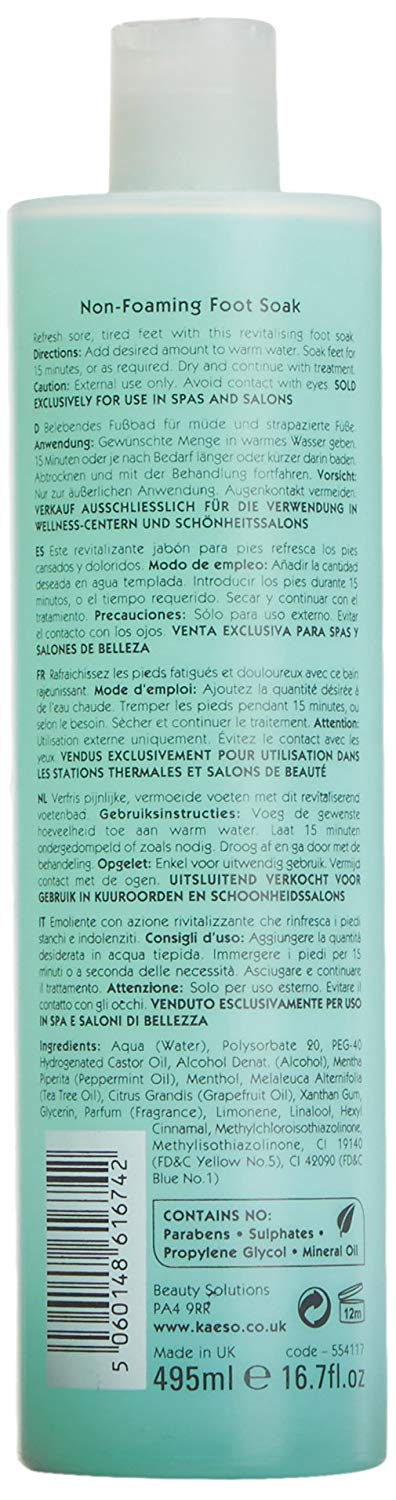 Kaeso Peppermint & Menthol Non-Foaming Foot Soak 495ml, Cooling & Refreshing Foot Soak for Pedicure - Image 3