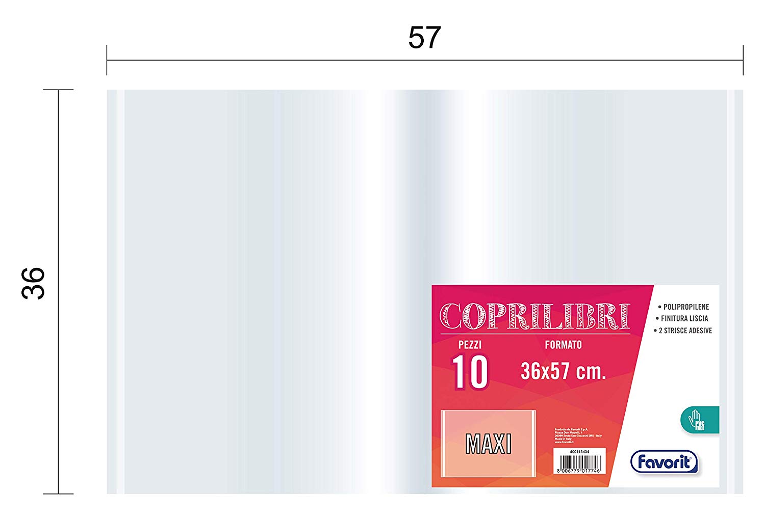 Favorit, 10 x Maxi Book Covers, 36 x 57 cm, Transparent, Smooth Finish, Clear - Image 4