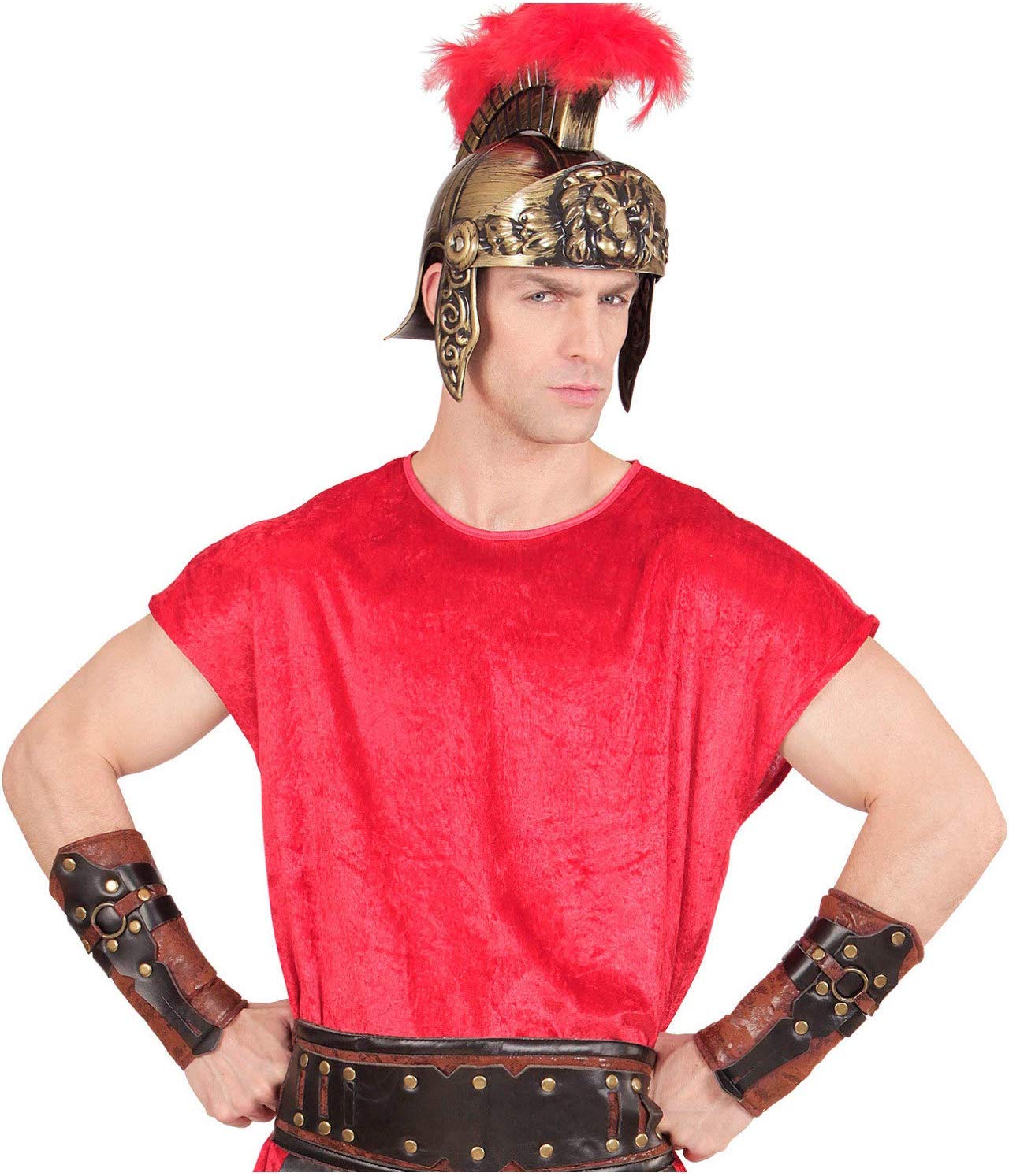 Widmann Leather Look Roman Arm Guards Gladiator Ancient Greek Fancy Dress Accessory, Brown - Image 3