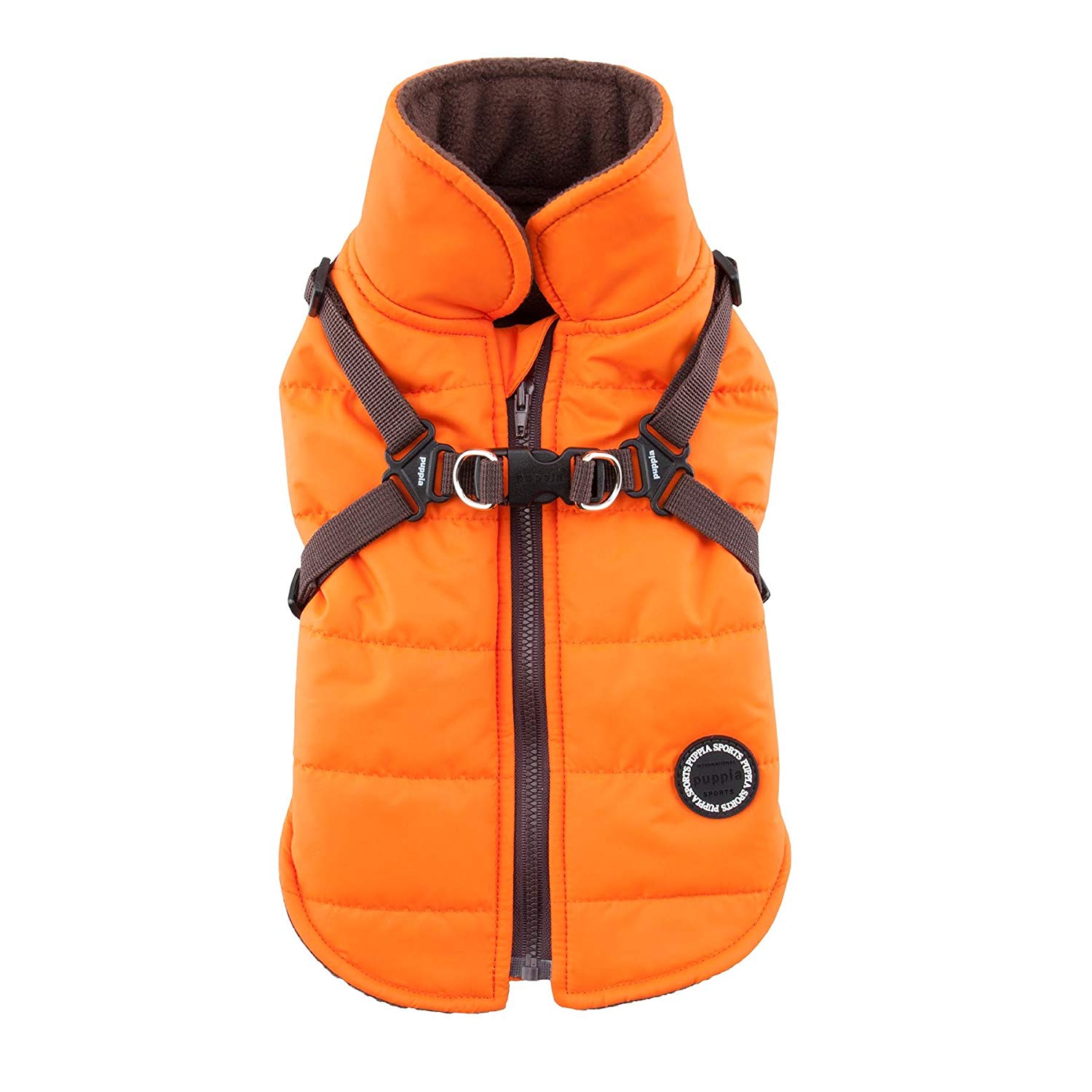 Puppia Mountaineer Winter Dog Coat with integrated harness No Pull Cold Weather Waterproof Warm Fleece Back Zipper for Small & Medium Dog