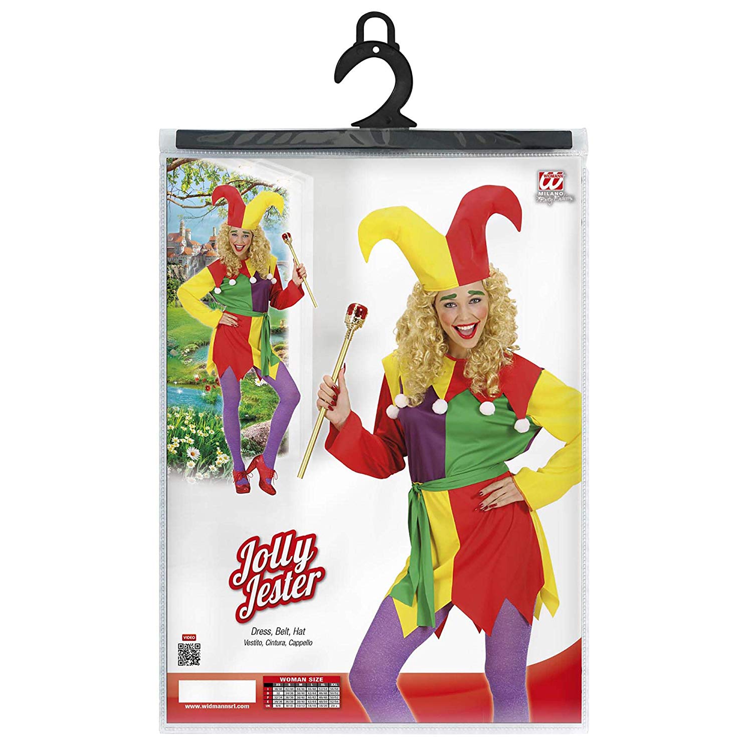 Ladies Jolly Jester Costume Small UK 8-10 for Clown Fancy Dress, Multicoloured - Image 2