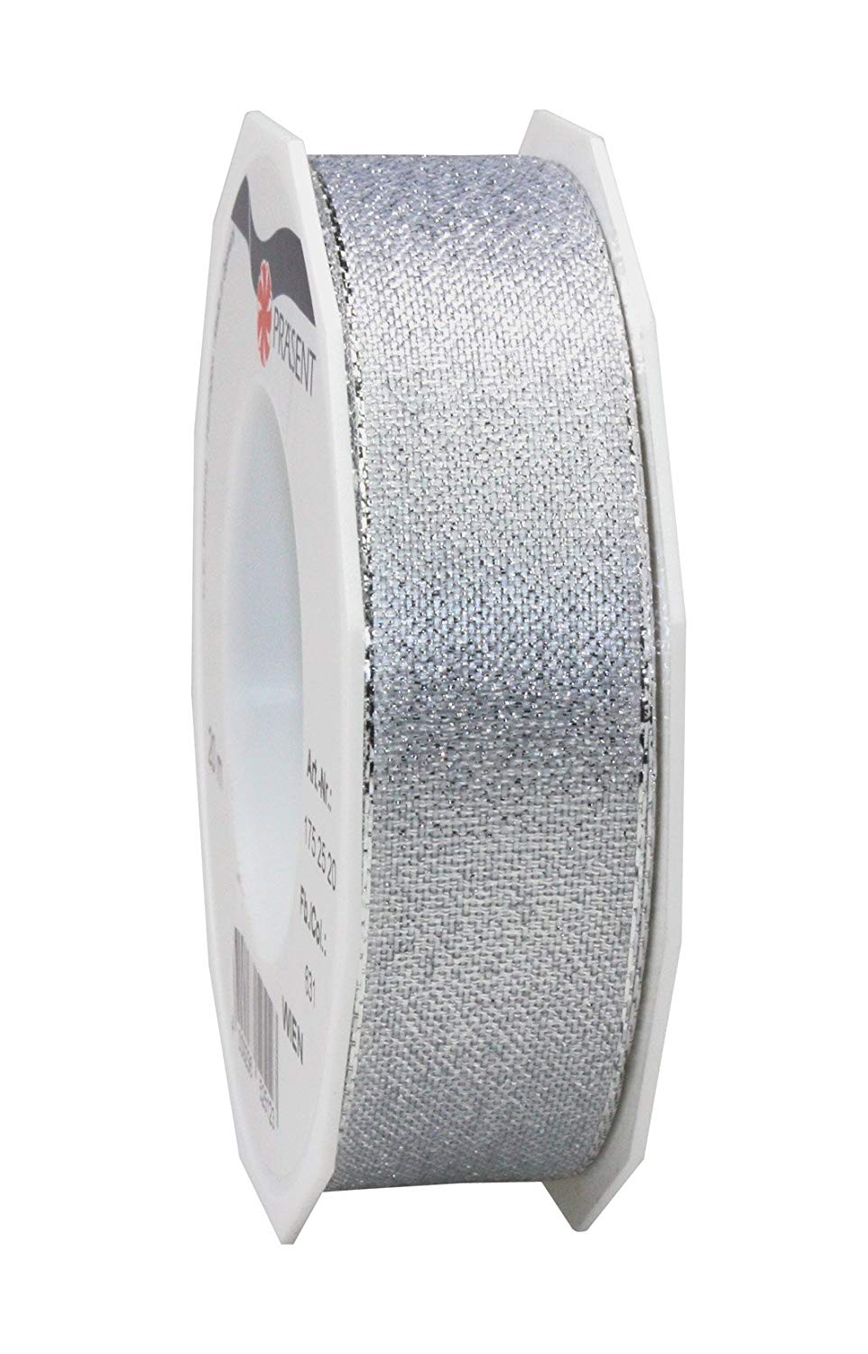 C.E. Pattberg WIEN Gift Ribbon in Silver, 22 yards of Metallic Mesh Ribbon for Gift Wrapping 1 inch width