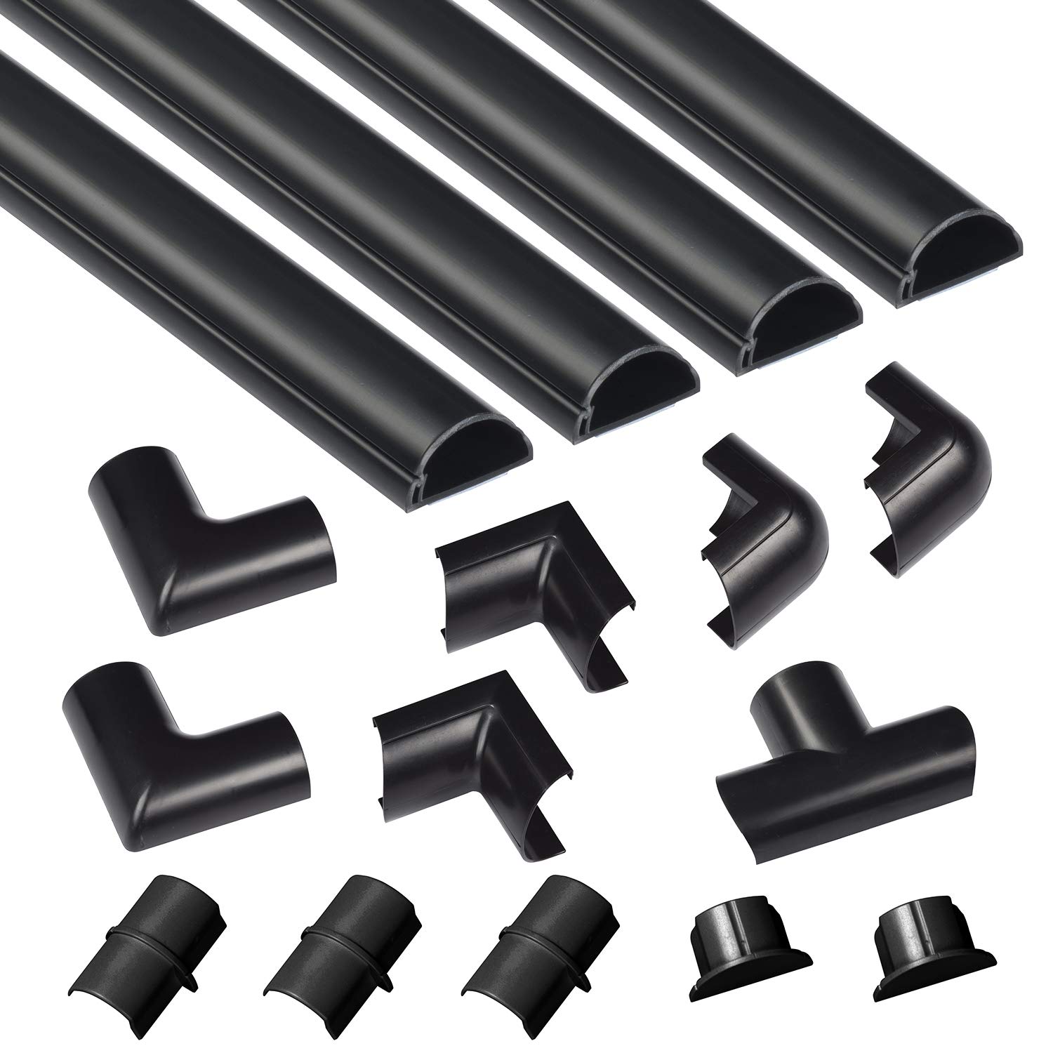 D-Line Mini Cable Trunking 4-Meter Pack, Half Round Cable Cover, Paintable, Self-Adhesive Wire Cover, Hide TV Wires