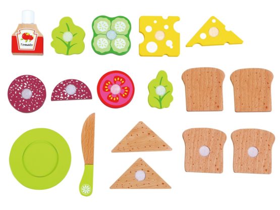 New Classic Toys 10591 Wooden Pretend Play Kids Lunch Picnic Box Cooking Simulation Educational Perception Toy for Preschool Age Toddlers Boys Girls, Multi Color - Image 2