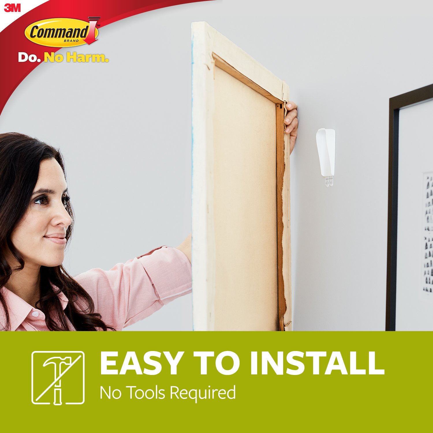 Command Large Canvas Hanger Hook, - 1 Hook and 2 Adhesive Strips, White, Damage Free Hanging - Image 4