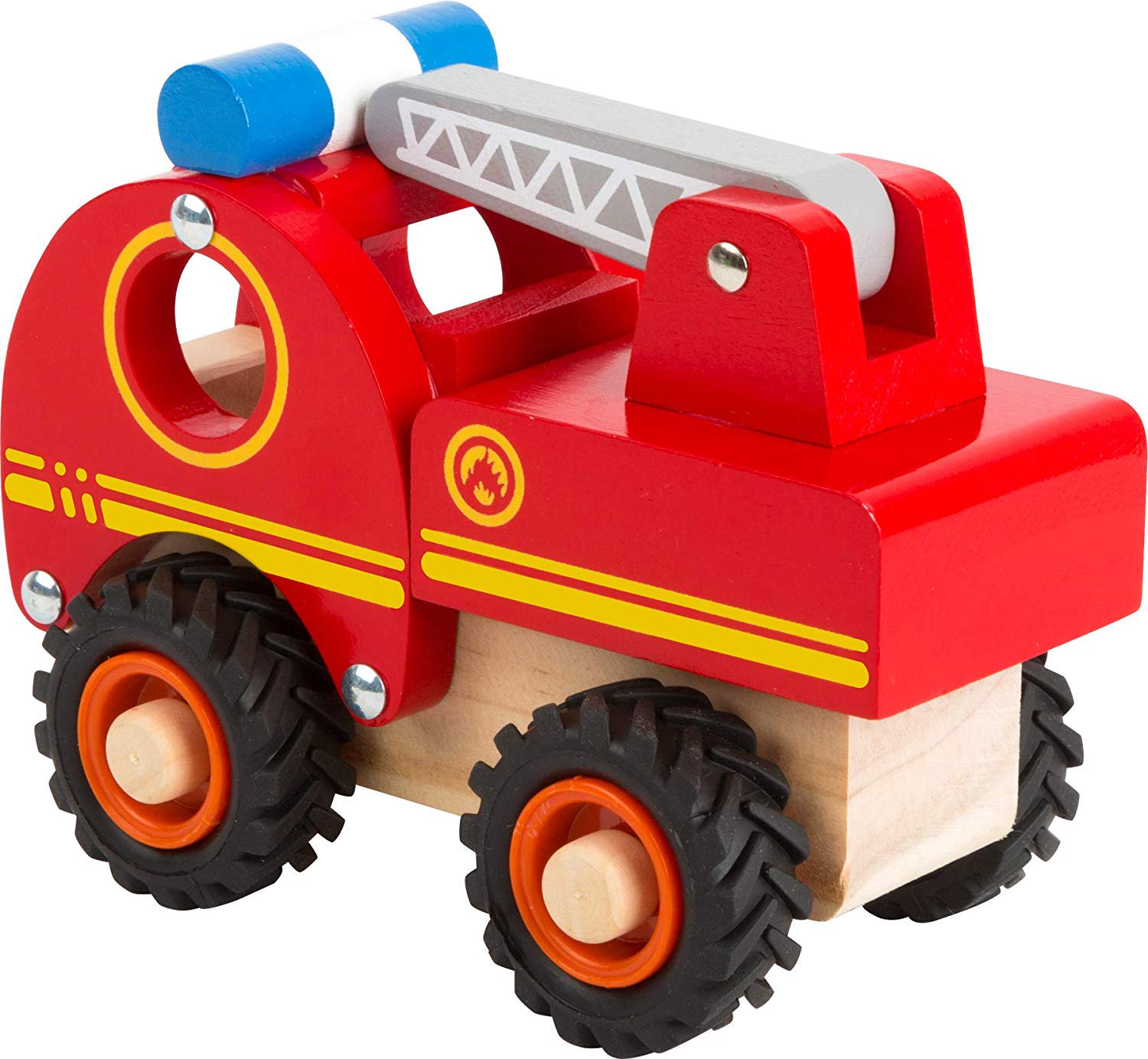 small foot 11075 Fire engine made of wood, easy to hold, with silent rubber wheels, from 18 months on, Red, 13 x 7 x 10 cm - Image 3