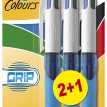 BIC 4 Colours Retractable Ballpoint Pens, Medium Point (1.0 mm) Every-Day Writing Pens with Extra Comfort Grip, Blue, Pack Of 3