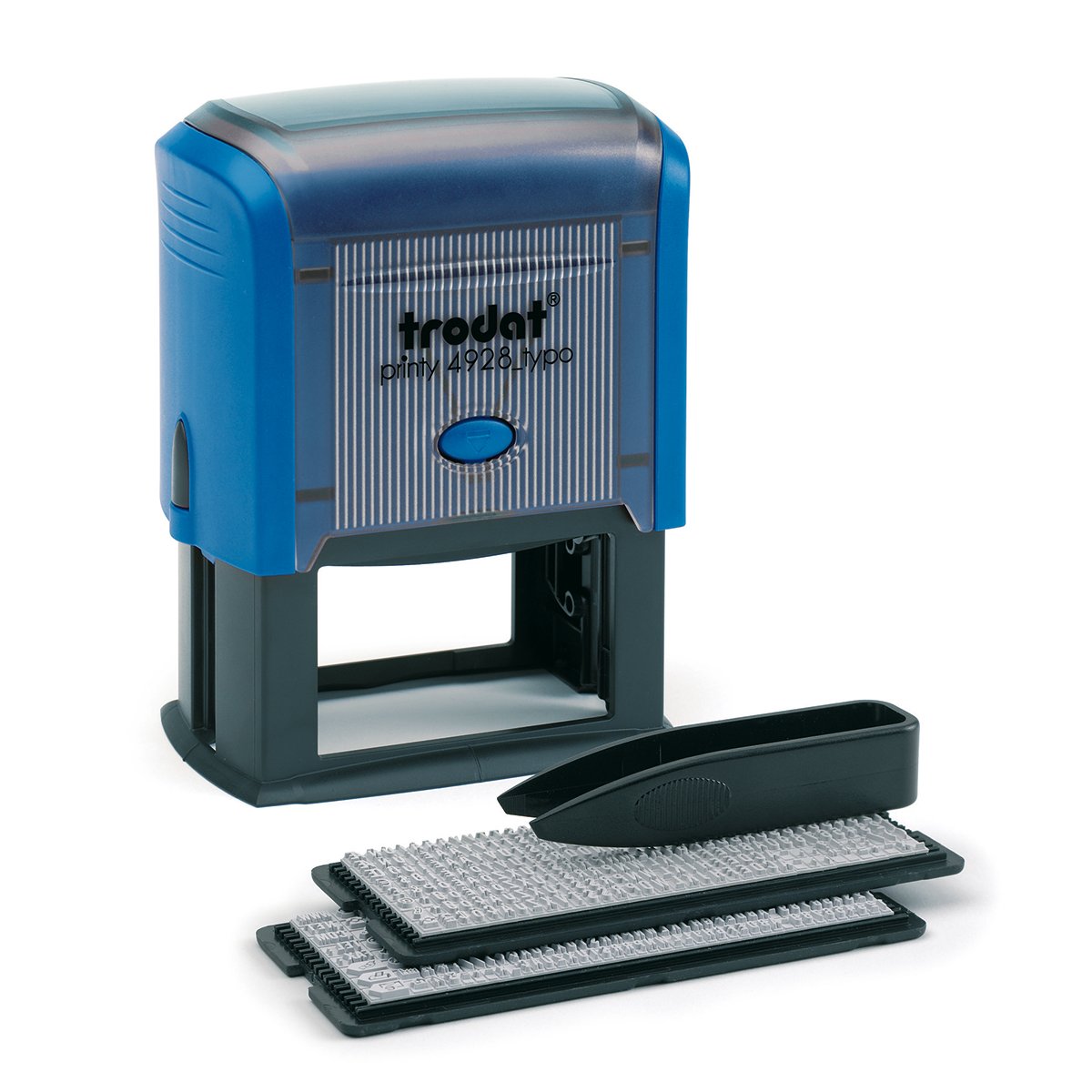 Trodat 4928 Printy Typomatic Selbersetzen for Maximum 7 Lines of Text, Sky Blue, Housing Colour: Blue, Imprint Colour: Black