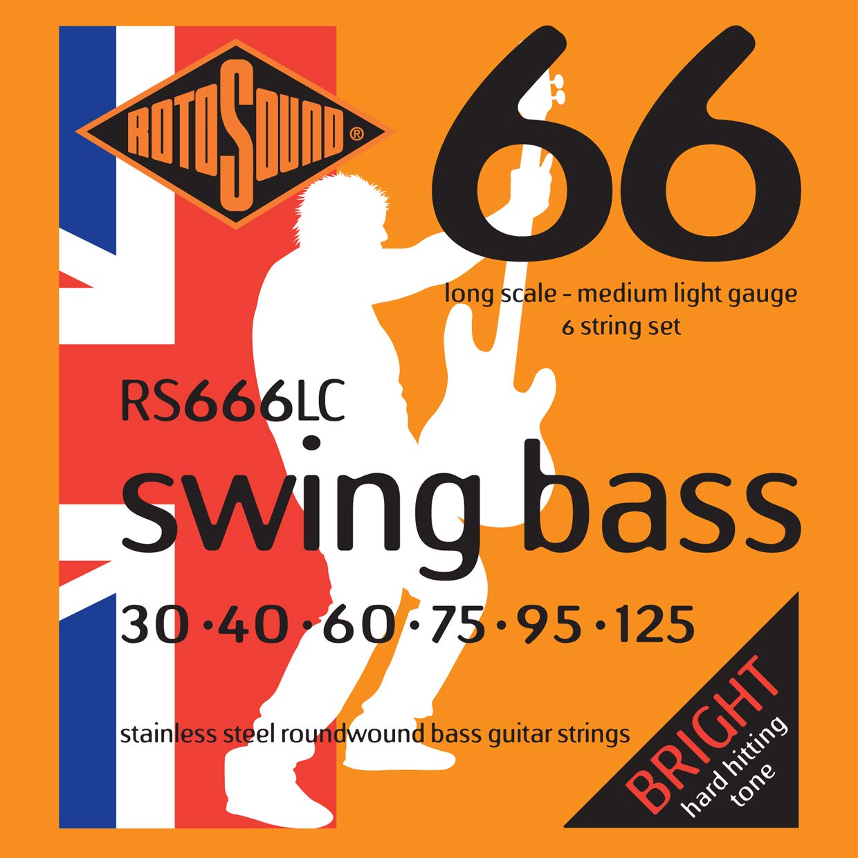 Rotosound Strings for Electric Bass SWING 66 STAINLESS SETS 6-string RS666LC Stainless Medium-Light 30-125