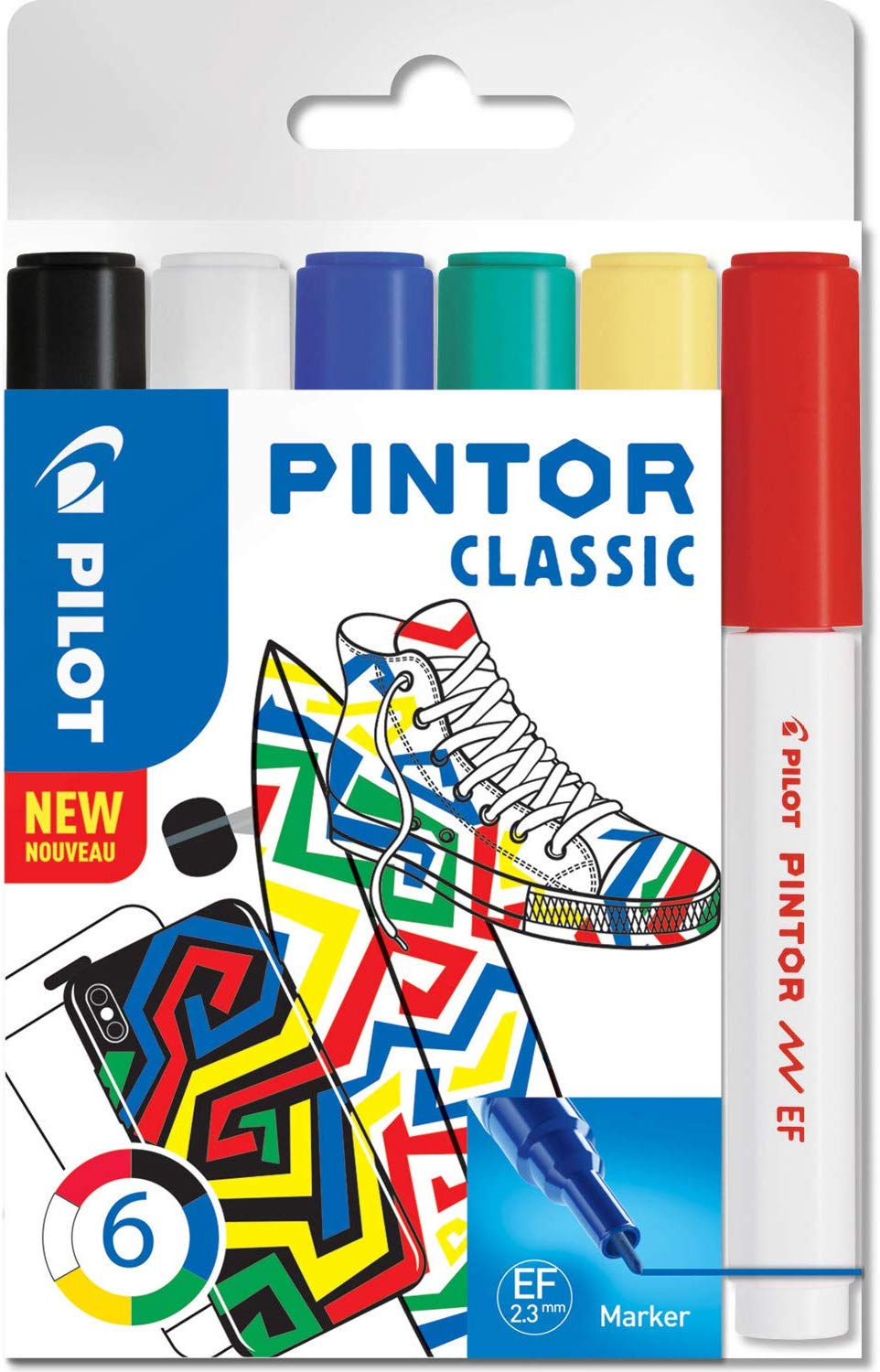 PILOT, Pintor, Wallet of 6 Creative Multi-Surface Water-Based Permanent Markers, Quick Dry, for Fabrics Glass, Wood, Stone