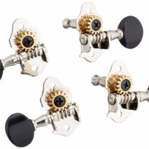 Grover 9NB Sta-Tite Ukulele Tuners, Nickel with Black Buttons