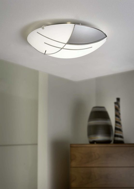 Eglo 89758 RAYA Ceiling or Wall Light in White and Silver Satin Glass - Image 2