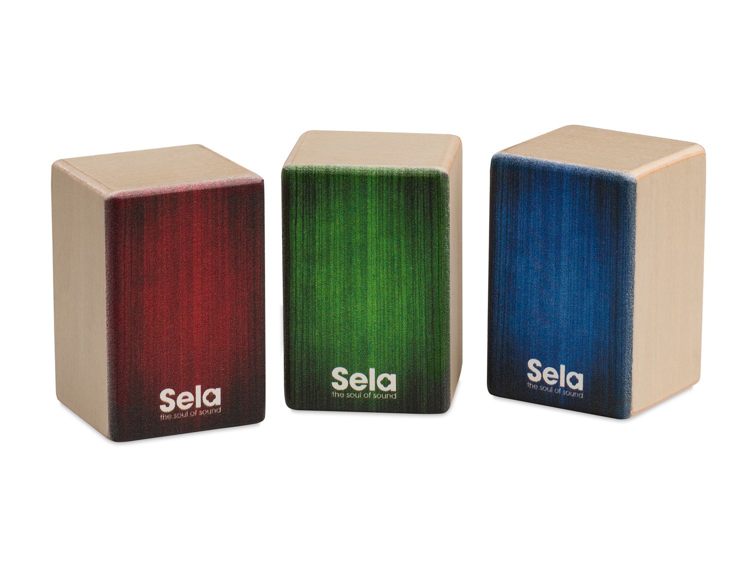 Sela SE 108 Mini Cajon Shaker Set, Rot, Grün und Blau