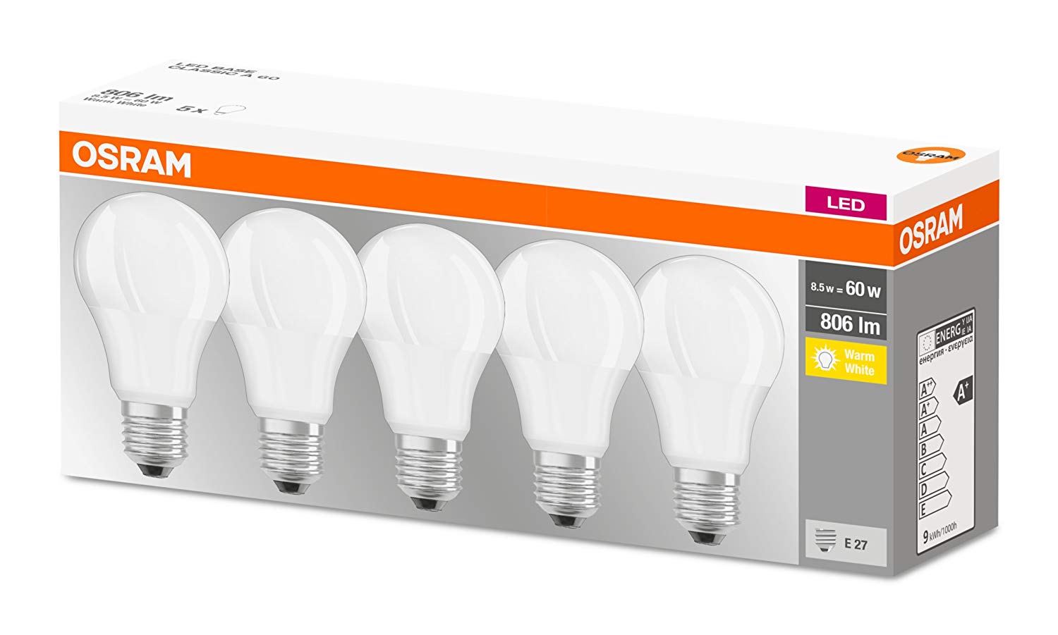 Osram LED Light Bulb, White, 5 Count (Pack of 1) - Image 4