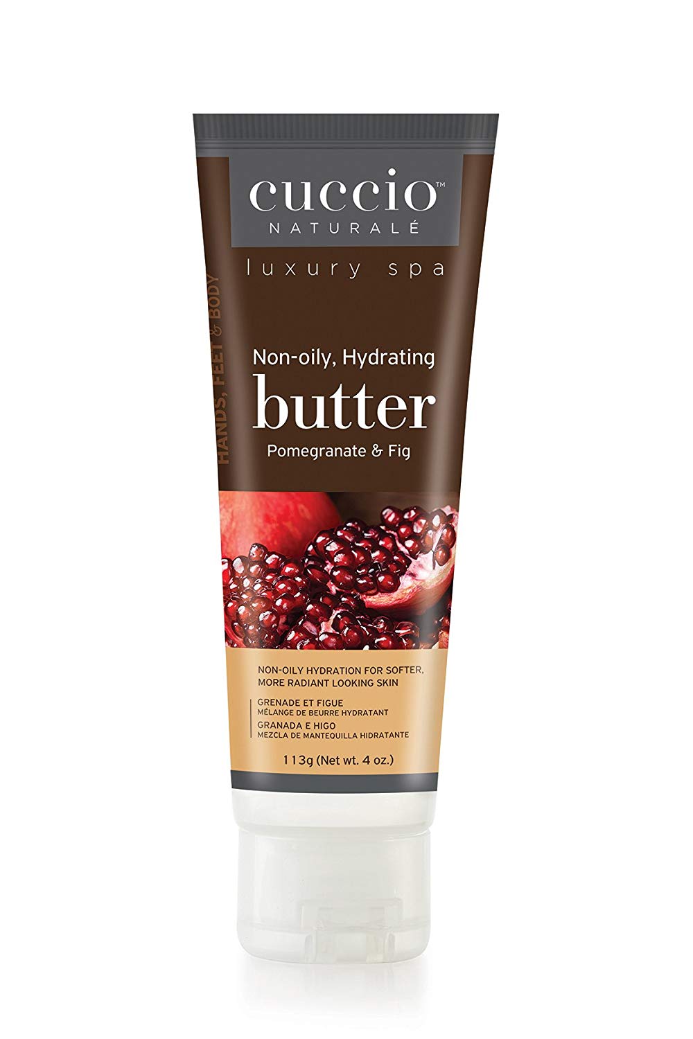 Cuccio Pomegranate & Fig Body Butter Tube 4oz, Hydrating Hand & Body Cream, Moisturiser & Vegan Skincare