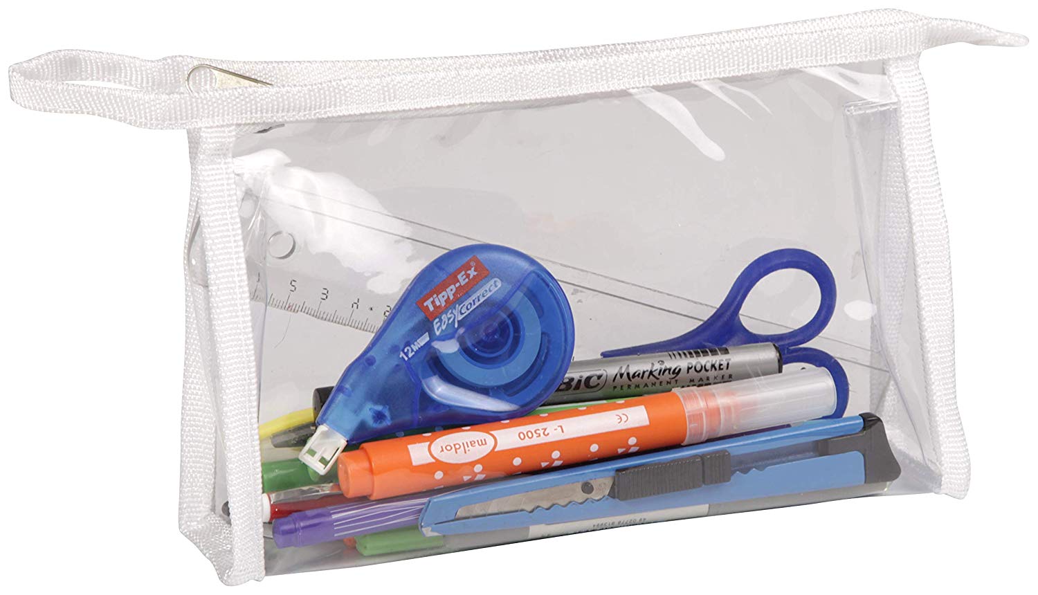 Clairefontaine 8487C, One Large Rectangular School Bag, Make-up Bag, Dimensions: 22 x 4 x 14 cm, Transparent PVC, Waterproof - Image 2