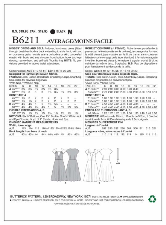 Butterick Patterns 6211 E5,Misses Dress and Belt,Sizes 14-16-18-20-22, None - Image 2