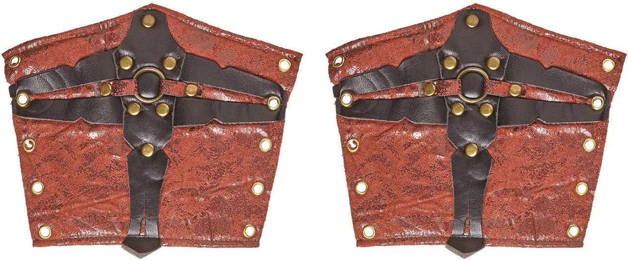 Widmann Leather Look Roman Arm Guards Gladiator Ancient Greek Fancy Dress Accessory, Brown - Image 2
