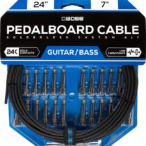 BOSS Bck-24 Solderless Pedalboard Cable Kit – 24 Foot Cable + 24 Right-Angle/Straight 1/4" Plug Connectors To Make 12 Custom Cables