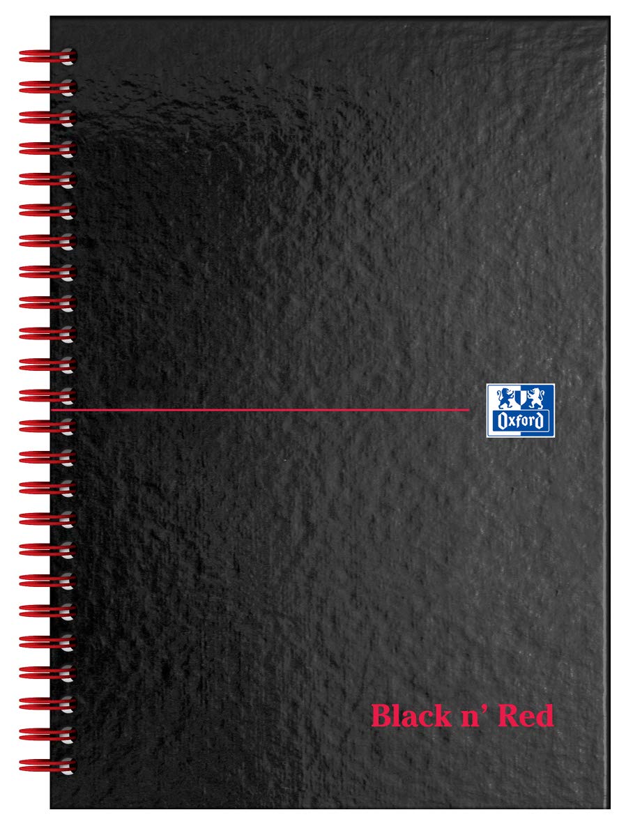 Oxford Black n' Red A5 Glossy Hardback Wirebound Notebook, Ruled, 140 Page, 1 Notebook