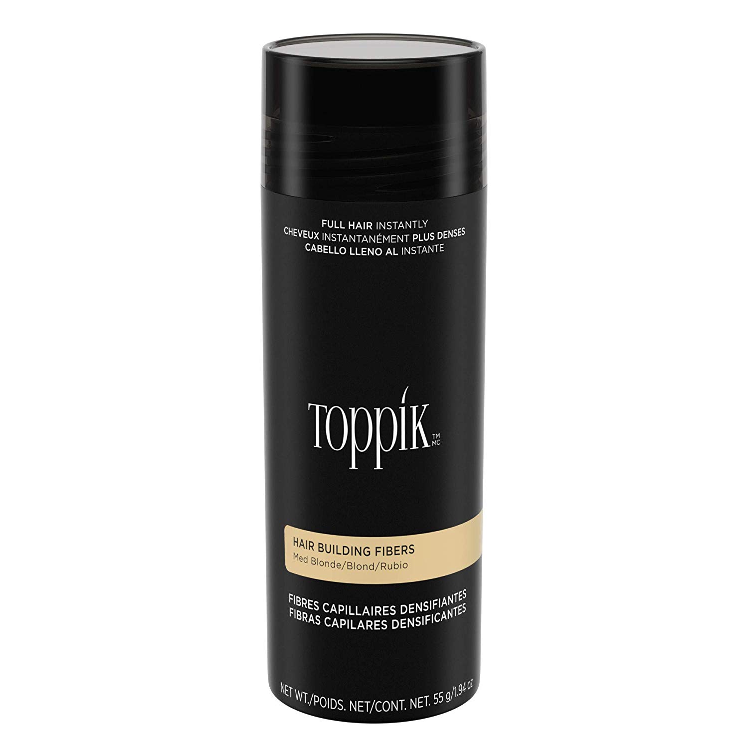 Toppik Hair Building Fibres Powder, Medium Blonde, 55g Bottle, for A Thicker-looking Hairline, Crown and Beard