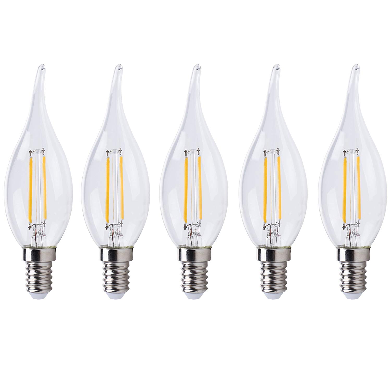 XQ-lite XQ1563 Retro Filament LED Bulb - Candle - SES/E14 - 4 W - Warm white light - Dimmable, Transparent - Image 2