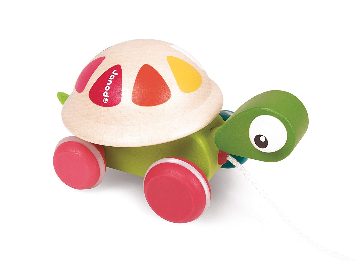 Janod, Wooden Walking Turtle, Rotating Shell + 50 cm String, Pull-Along Toy, Early Learning and First Age Toys - Image 2
