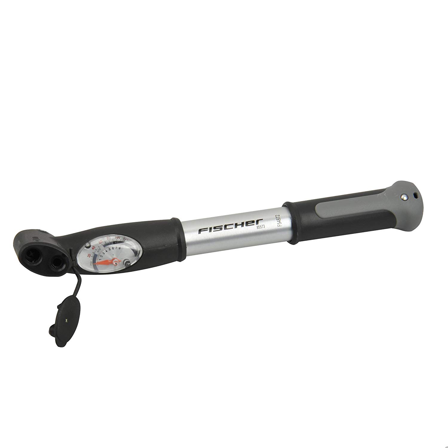 Fischer Mni Aluminium with Double Action Dual Head Mini Pump - Silver, 85573