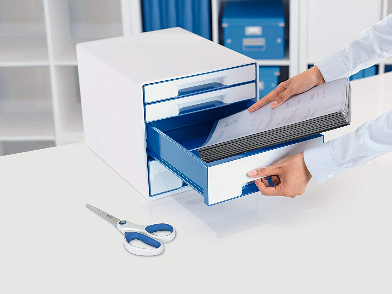 Leitz 52132036 "WOW CUBE" 4 Cabinet Drawer - Blue Metallic, 4 Schubladen - Image 3