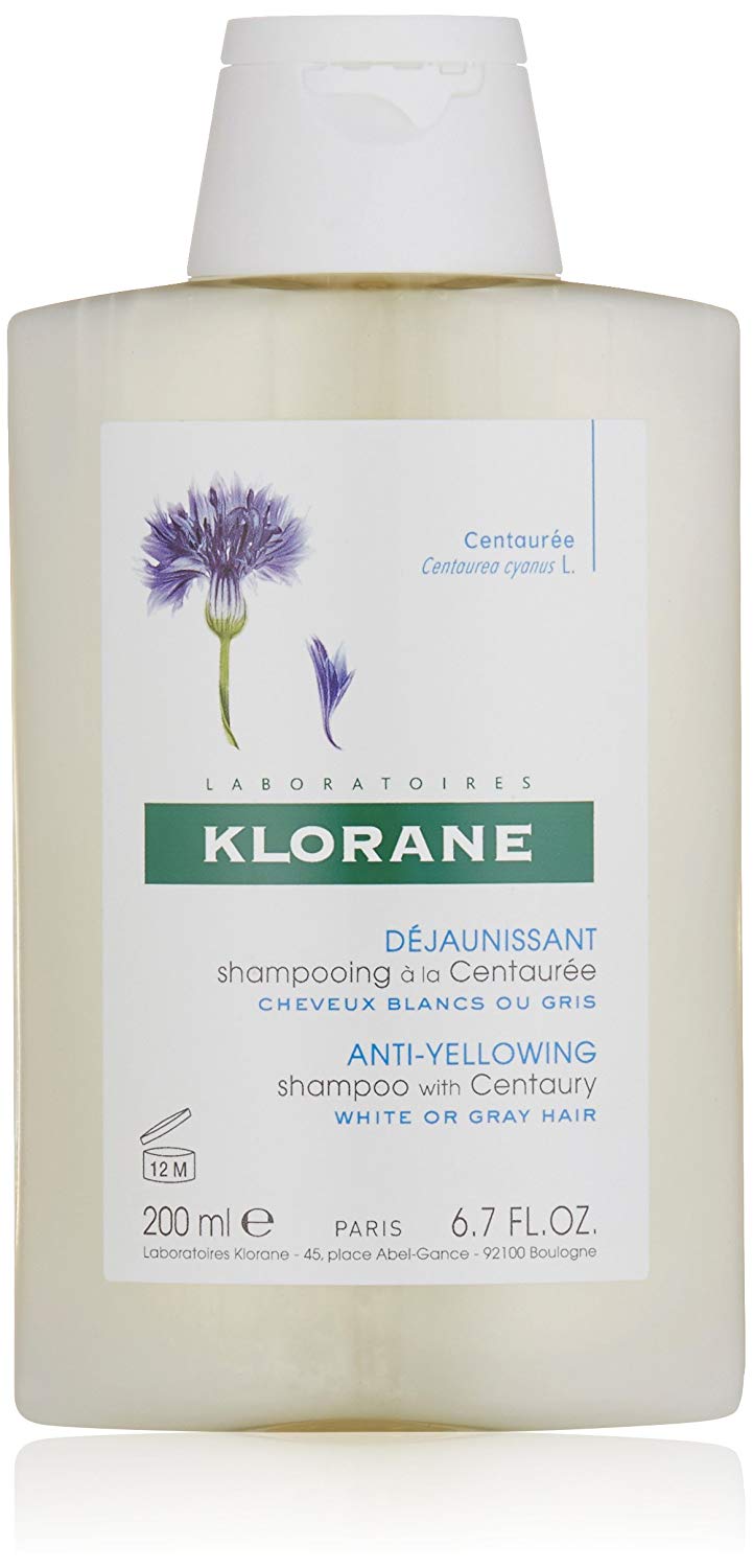 Klorane Centaury Anti-Yellowing Shampoo for Grey Blonde Hair 200ml, multicoloured, 200 ml (Pack of 1)