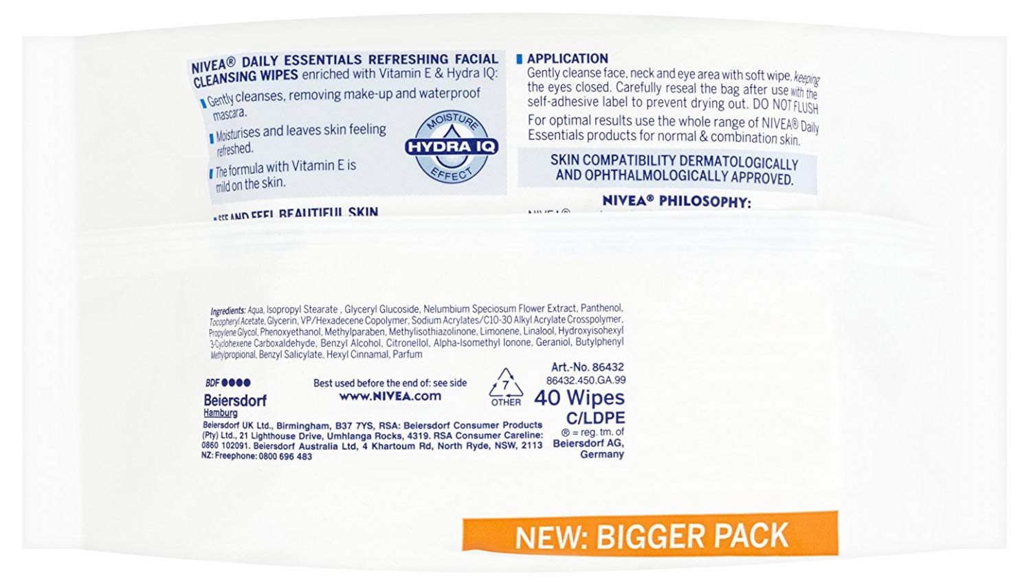 NIVEA Refreshing Cleansing Face Wipes, 40 wipes, Pack of 4, 160 count (Pack of 1) - Image 2