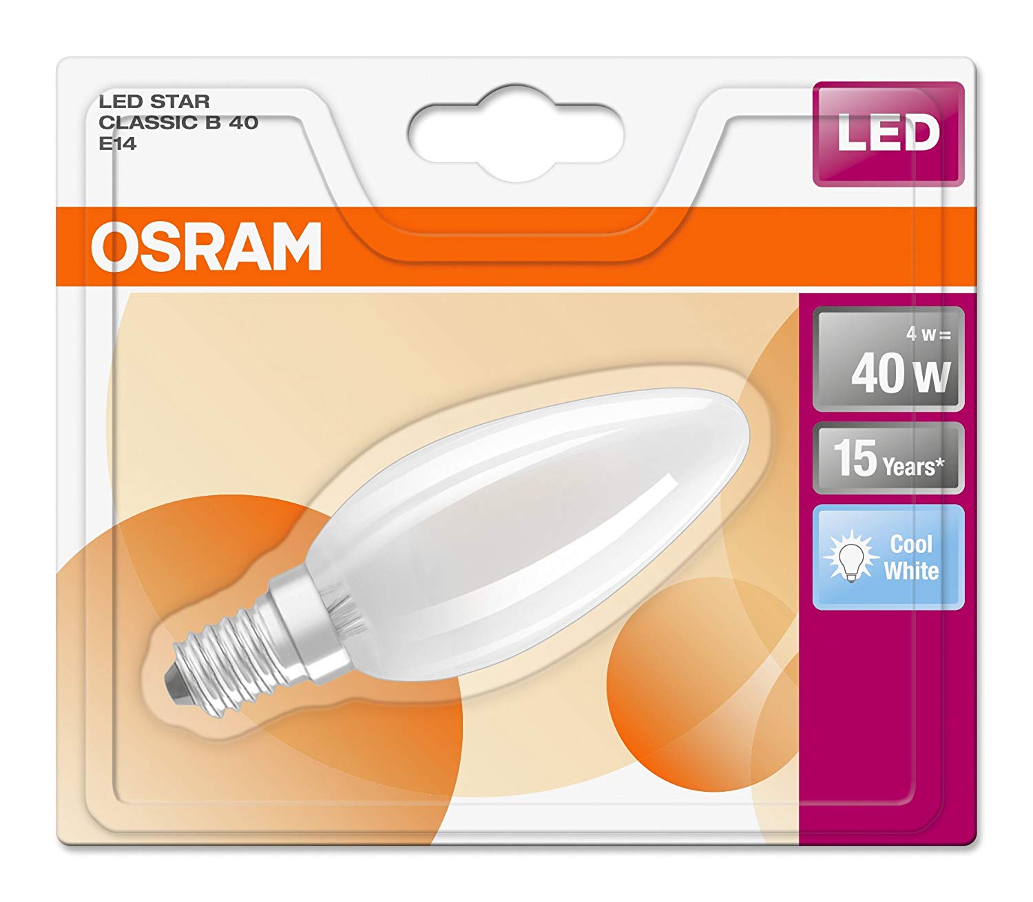 OSRAM LED Star Classic B / LED-lamp in candle shape with E14-base / not dimmable / replacement for 40 Watt / Matt / cool white - Image 3