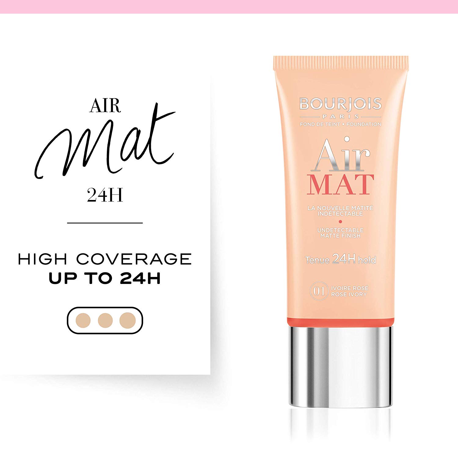 Bourjois Air Mat 24H Foundation 1 Rose Ivory 30ml 3052503155104, 01 Rose Ivory, 30 ml (Pack of 1) - Image 3