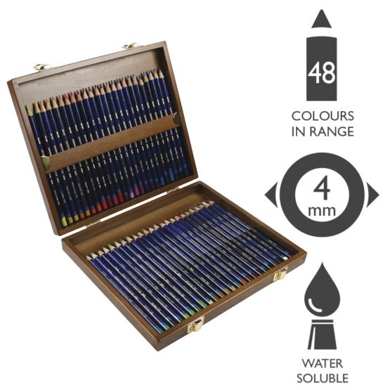 Derwent Inktense Permanent Watersoluble Pencils, Drawing & Painting, Set Of 48 In Wooden Gift Box, Ideal For Layering & Use On Fabrics, Professional Quality, 2300151 - Image 2