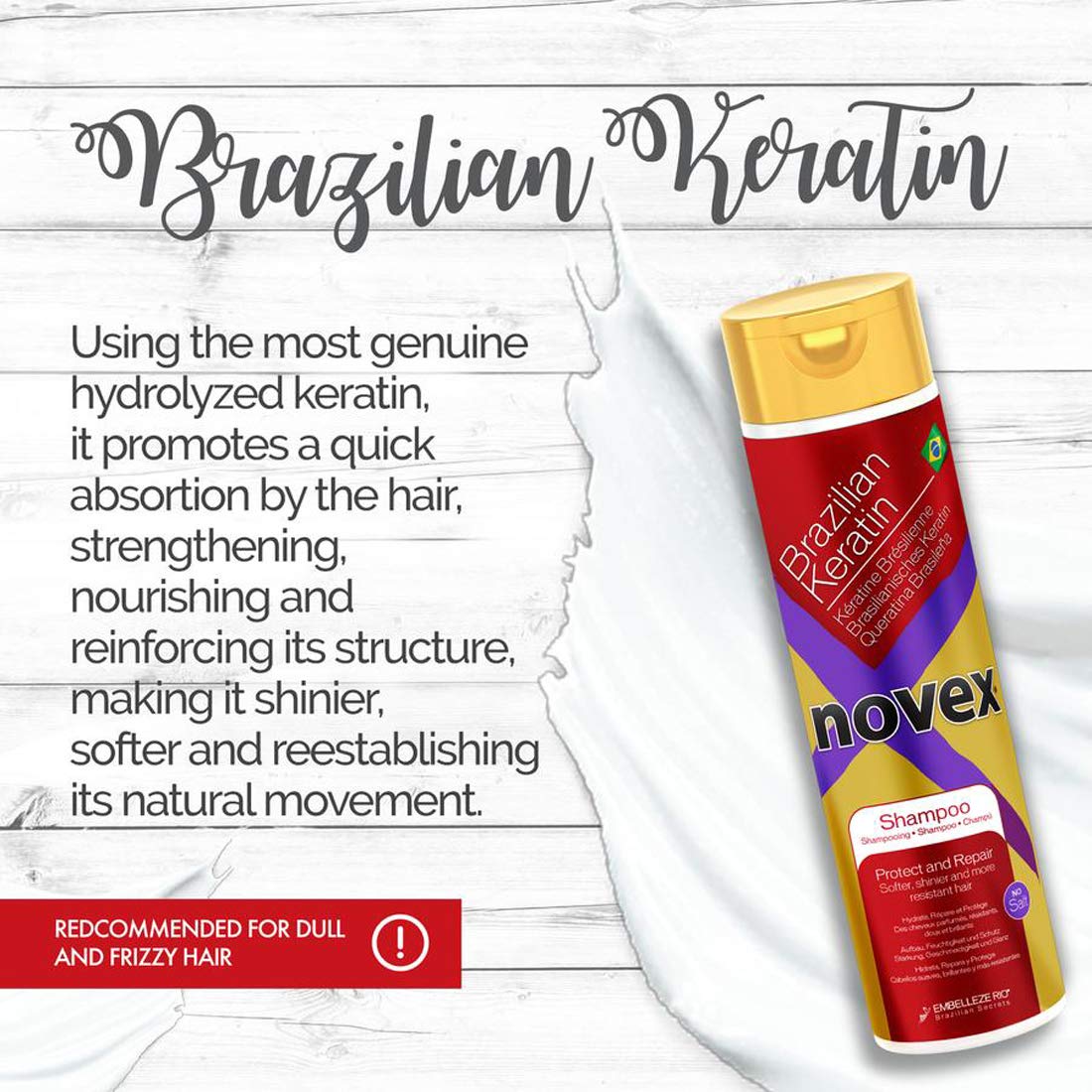 Novex Novex Brazilian Keratin Shampoo, 300 Milliliter, 300 ml (Pack of 1) - Image 2