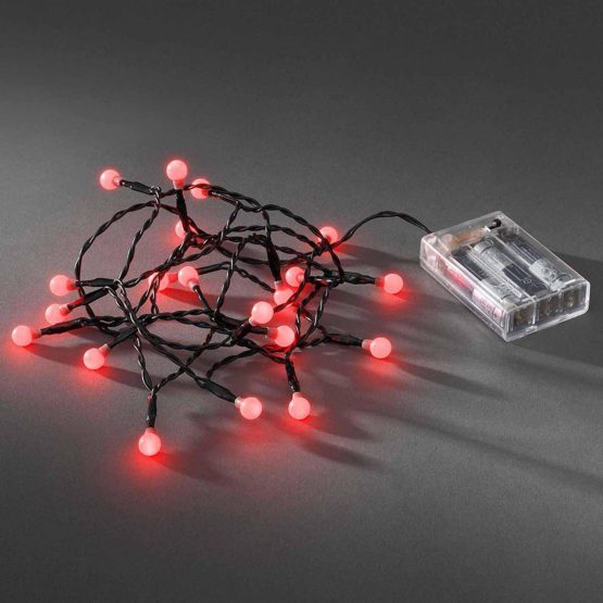 Konstsmide 1491-557 Christmas Lights LED Berry Set Round Diodes/Indoor Use (IP20) Battery Fairy Lights/Battery Operated: 3xAA 1.5V (excl.)/6h Timer/20 Red Diodes/Black Cable String Lights - Image 2
