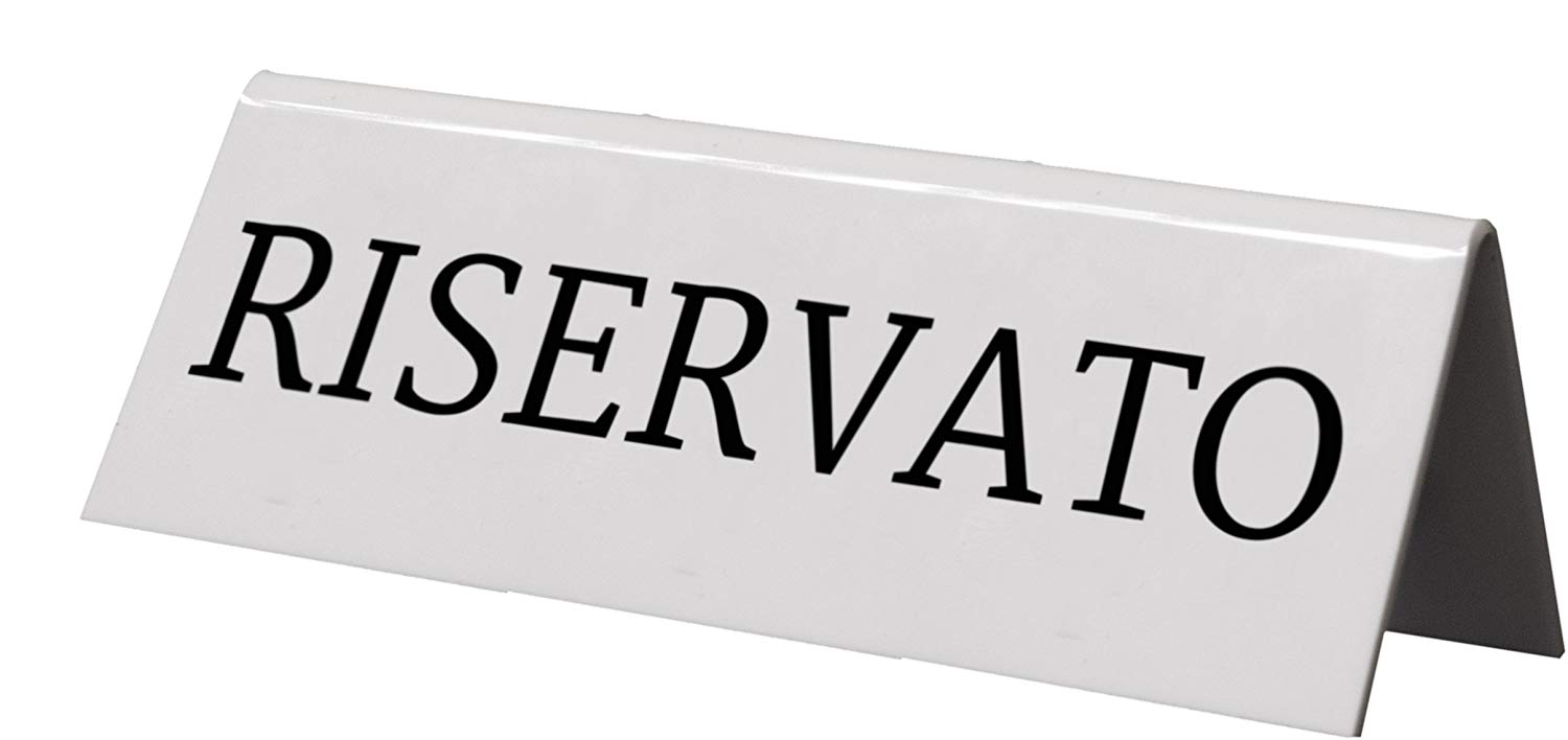 Securit Reservation Table Stands, Riservato-Italian (Set of 5), acrylic, White, 5x10x4, 5cm