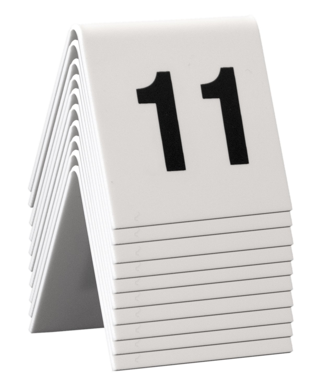 Securit Set of 10 Table Number Signs, White Plastic Tent Style Table Number Cards for Bars Restaurants