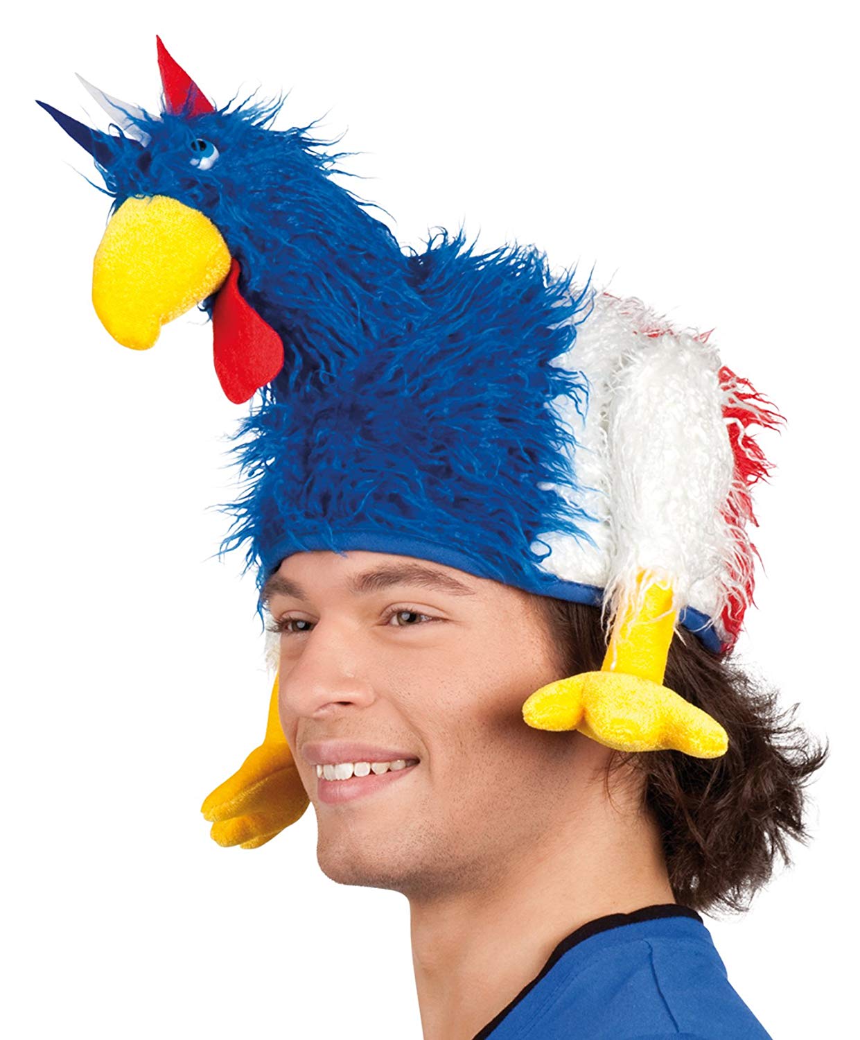 Boland Tricolour Hen Hat for Adults, Blue White Red Novelty Chicken Fan Hat for France Supporters Fancy Dress, World Cup - Image 2