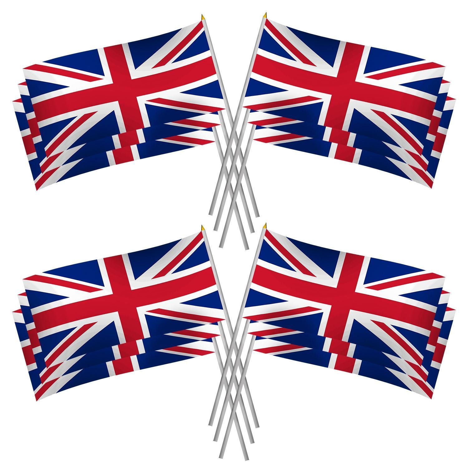 20pcs Union Jack Hand Flags Queen's Platinum Jubilee Waving Flag Royal Street Party Celebrations Sporting Events Pub BBQ Car Decorations