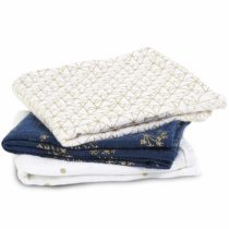 aden + anais 100% Cotton Muslin Musy Squares, Multi-use Baby Cloths for Girls & Boys, 70x70cm, Ideal Newborn & Infant Nursing Set, Perfect Shower Gifts, 3 Pack, metallic gold deco 7235G