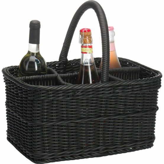 Saleen Bottle Rectangular Basket, polypropylene, Black, 38 x 29 x 20 cm