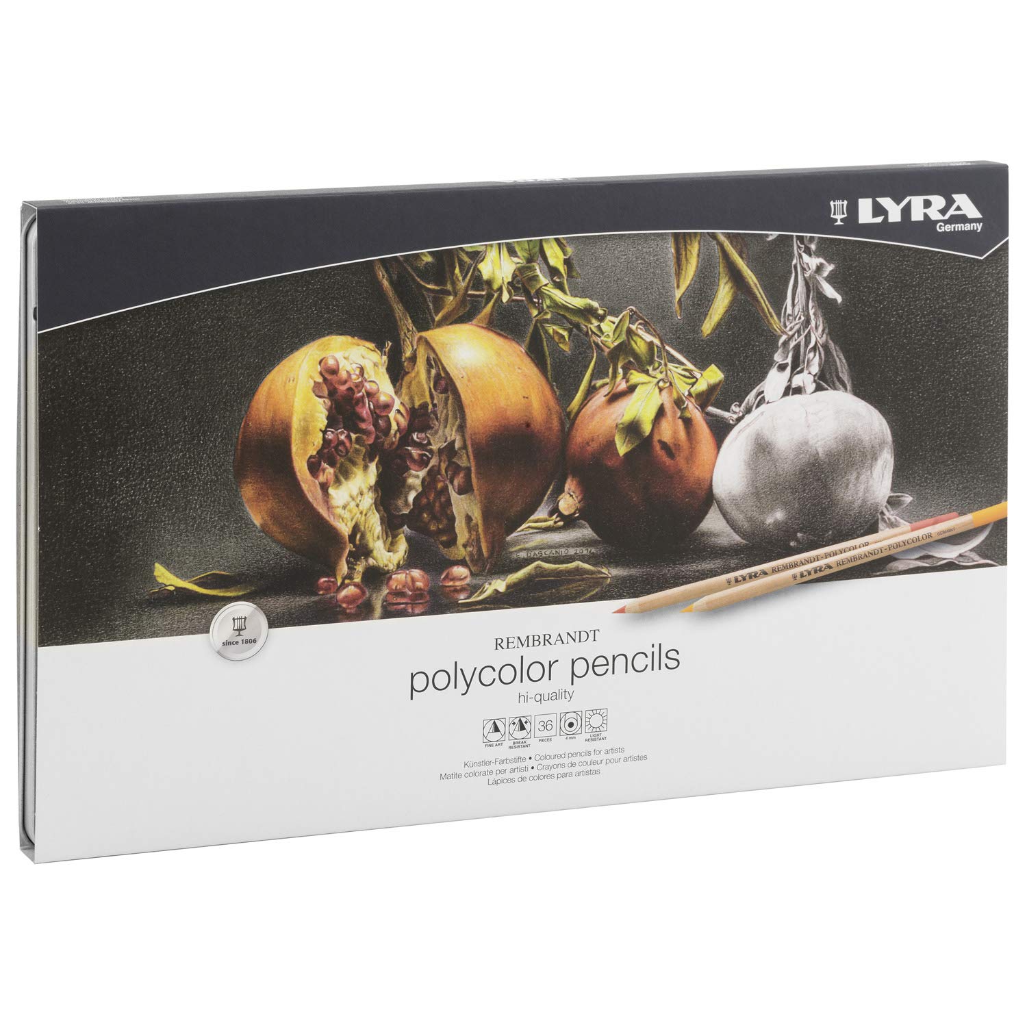 LYRA Rembrandt Polycolor, Fine Art Coloured Pencil Set, 36 Assorted Colours, For Professionals & Students